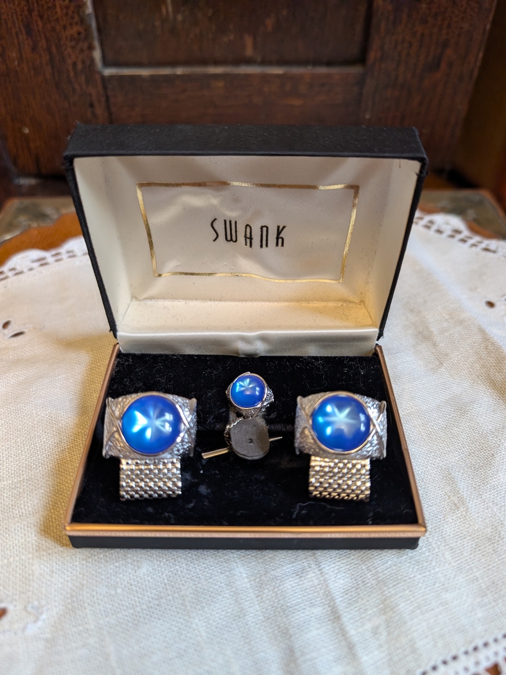 Swank Men’s Blue Cufflink and Stud Set